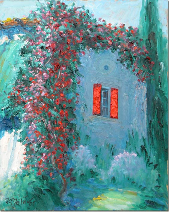 Painting: Bougainville - Tableau: Bougainvilliers - Lebanon Art