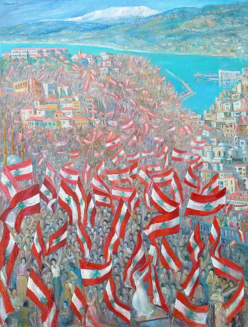 Lebanon Cedar Revolution art painting