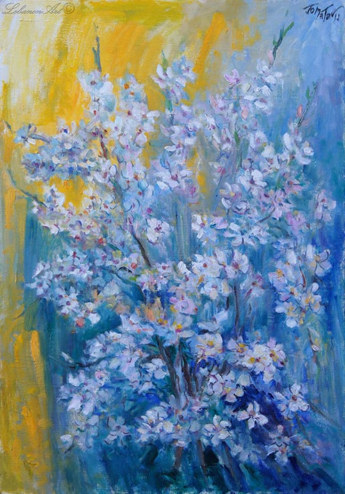Amandier Bleu - Blue Almond - Art reproduction, print on canvas